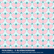 Load image into Gallery viewer, Pickleball - 3 (blue or black background), please order by 1/2 yard