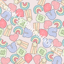 Load image into Gallery viewer, Marshmallows with coordinating solids  - Order by half yard - See below for instructions on ordering and base fabrics