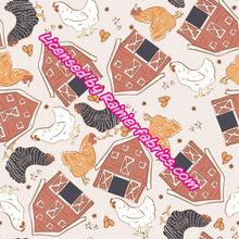 Load image into Gallery viewer, Farm Fresh with Panel from Brittany Frost - 2-5 day turnaround - Order by 1/2 yard; Description of bases below (chicken, barn)