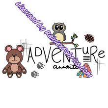 Load image into Gallery viewer, Camping and Nature/ Adventure, Woodland with Panel- 2-5 day turnaround - Order by 1/2 yard; Description of bases below