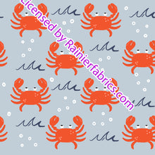 Load image into Gallery viewer, Summer Crabs and Waves with matching stripes - Samantha Marie Design - Order by half yard -instructions below on base fabrics