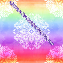 Load image into Gallery viewer, Rainbow Watercolor Mandalas with Panel- 2-5 day turnaround - Order by 1/2 yard; Description of bases below