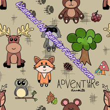 Load image into Gallery viewer, Camping and Nature/ Adventure, Woodland with Panel- 2-5 day turnaround - Order by 1/2 yard; Description of bases below