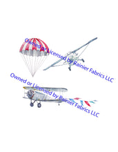 Load image into Gallery viewer, Bi-Planes and Parachutes - Order by half yard - See below for instructions on ordering and base fabrics
