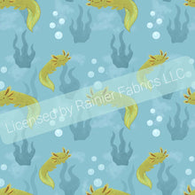 Load image into Gallery viewer, Axolotls in Green by Nina - Order by half yard -instructions below on base fabrics