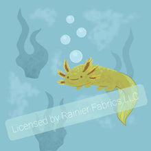 Load image into Gallery viewer, Axolotls in Green by Nina - Order by half yard -instructions below on base fabrics