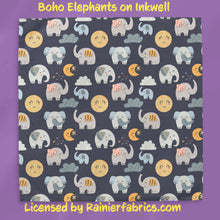 Load image into Gallery viewer, Boho Elephants with Background Options - 2-5 day turnaround - Order by 1/2 yard; Description of bases below