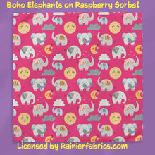 Load image into Gallery viewer, Boho Elephants with Background Options - 2-5 day turnaround - Order by 1/2 yard; Description of bases below