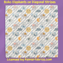 Load image into Gallery viewer, Boho Elephants with Background Options - 2-5 day turnaround - Order by 1/2 yard; Description of bases below