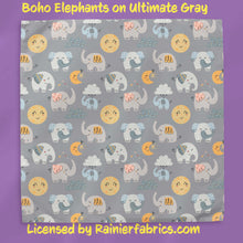 Load image into Gallery viewer, Boho Elephants with Background Options - 2-5 day turnaround - Order by 1/2 yard; Description of bases below