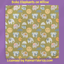 Load image into Gallery viewer, Boho Elephants with Background Options - 2-5 day turnaround - Order by 1/2 yard; Description of bases below
