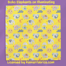 Load image into Gallery viewer, Boho Elephants with Background Options - 2-5 day turnaround - Order by 1/2 yard; Description of bases below