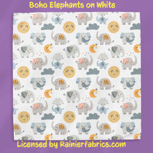 Load image into Gallery viewer, Boho Elephants with Background Options - 2-5 day turnaround - Order by 1/2 yard; Description of bases below