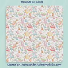 Load image into Gallery viewer, Bunnies and Eggs with Background Options - 2-5 day turnaround - Order by 1/2 yard; Description of bases below