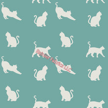 Load image into Gallery viewer, Lounging Cats in lots of colors - by Nina - Order by half yard - See below for instructions on ordering and base fabrics