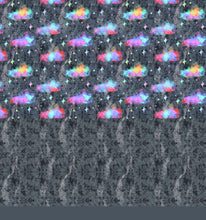 Load image into Gallery viewer, Neon Rainbow Clouds on Jeans by Rosemary Stevenson - 2-5 day turnaround - Order by 1/2 yard; Description of bases below