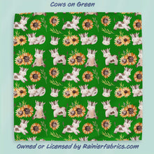 Load image into Gallery viewer, Cows and Flowers with Background Options - 2-5 day turnaround - Order by 1/2 yard; Description of bases below