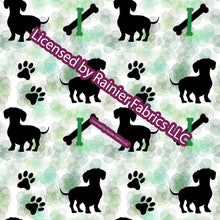 Load image into Gallery viewer, Dachshunds (dogs) in lots of colors - by Nina - Order by half yard - See below for instructions on ordering and base fabrics