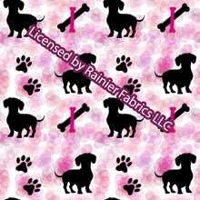 Load image into Gallery viewer, Dachshunds (dogs) in lots of colors - by Nina - Order by half yard - See below for instructions on ordering and base fabrics