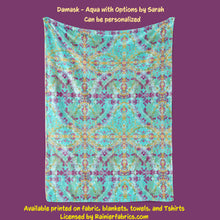 Load image into Gallery viewer, Damask in Aqua, Blue and Teal by Sarah - Blanket