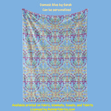 Load image into Gallery viewer, Damask in Aqua, Blue and Teal by Sarah - Blanket