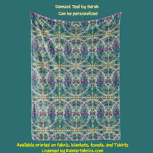 Load image into Gallery viewer, Damask in Aqua, Blue and Teal by Sarah - Blanket