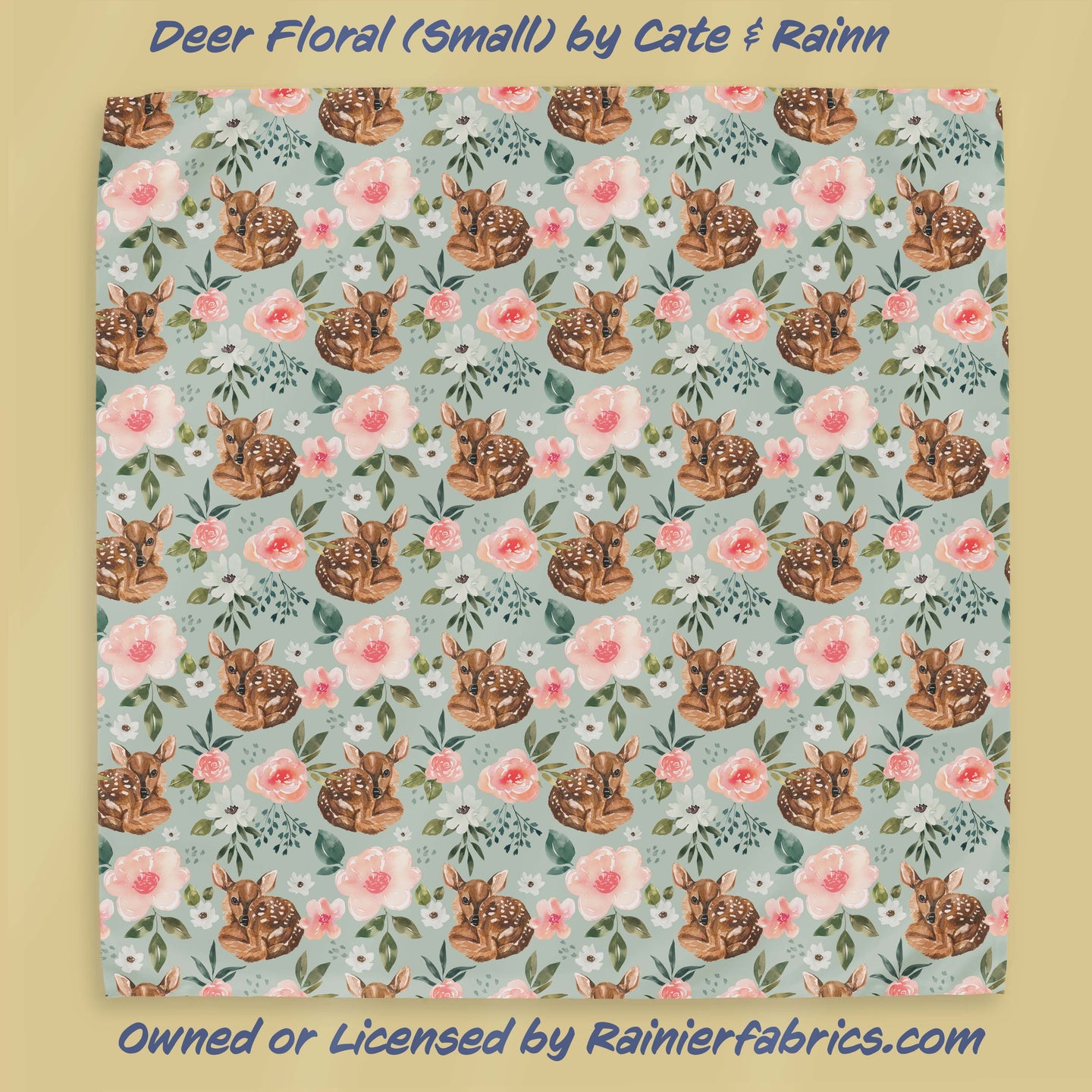 Deer Floral (small) by Cate & Rainn  - 2-5 day turnaround - Order by 1/2 yard; Description of bases below