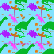 Load image into Gallery viewer, Dinosaurs by Nina with color variations and solids - Order by half yard - See below for instructions on ordering and base fabrics