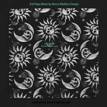 Load image into Gallery viewer, Evil Days in Black and Purple by Becca Watkins Design - 2-5 business days to ship - Order by 1/2 yard