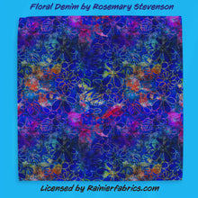 Load image into Gallery viewer, Colorful Dots and Floral Denim from Rosemary Stevenson - 2-5 day TAT - Order by 1/2 yard; Blankets and towels available too