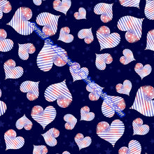 Load image into Gallery viewer, Yankee Doodle Hearts with Panel from Sarah - 2-5 day turnaround - Order by 1/2 yard; Description of bases below