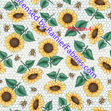 Load image into Gallery viewer, Bees, Sunflowers and Happiness with lots of options - Order by half yard -instructions below on base fabrics
