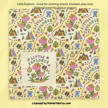 Load image into Gallery viewer, Little explorer t-rex in pink, purple and blue - optional panel for rapport! - 2-5 business days to ship - Order by 1/2 yard