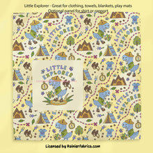 Load image into Gallery viewer, Little explorer t-rex in pink, purple and blue - optional panel for rapport! - 2-5 business days to ship - Order by 1/2 yard