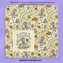 Load image into Gallery viewer, Little explorer t-rex in pink, purple and blue - optional panel for rapport! - 2-5 business days to ship - Order by 1/2 yard