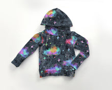 Load image into Gallery viewer, Neon Rainbow Clouds on Jeans by Rosemary Stevenson - 2-5 day turnaround - Order by 1/2 yard; Description of bases below