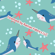 Load image into Gallery viewer, Narwhal by Nina - options with matching solids - Order by half yard - See below for instructions on ordering and base fabrics
