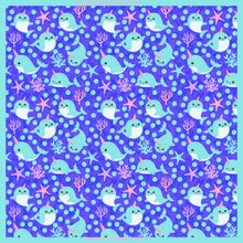 Load image into Gallery viewer, Narwhals with options and panel  - 2-5 day turnaround - Order by 1/2 yard; Description of bases below