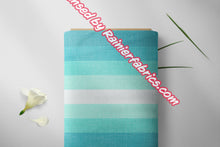 Load image into Gallery viewer, Blue Ocean Stripes and Solids on Linen from Rosemary Stevenson - 2-5 day turnaround - Order by 1/2 yard; Description of bases below