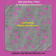 Load image into Gallery viewer, Pink and Blue on Gray with Option - by Rosemary Stevenson - TAT 2-5 Days (Turn around time) - Order by 1/2 yard; Description of bases below
