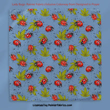 Load image into Gallery viewer, Lady Bugs on Blue - Exclusive Colorway - from Designed in Prayer - 2-5 business days to ship - Order by 1/2 yard