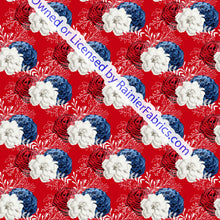 Load image into Gallery viewer, Red White and Blue Floral - Order by half yard -instructions below on base fabrics