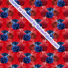 Load image into Gallery viewer, Red White and Blue Floral - Order by half yard -instructions below on base fabrics
