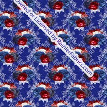 Load image into Gallery viewer, Red White and Blue Floral - Order by half yard -instructions below on base fabrics