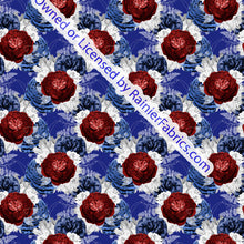 Load image into Gallery viewer, Red White and Blue Floral - Order by half yard -instructions below on base fabrics