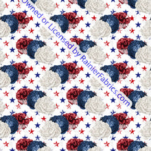 Load image into Gallery viewer, Red White and Blue Floral - Order by half yard -instructions below on base fabrics
