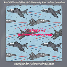 Load image into Gallery viewer, Red White and Blue Jets and Planes by Rae Culver Seamless - 2-5 business days to ship - Order by 1/2 yard