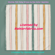 Load image into Gallery viewer, Sketchy Pink Daisy Floral and Stripes by Rae Culver Seamless - 2-5 business days to ship - Order by 1/2 yard