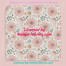Load image into Gallery viewer, Sketchy Pink Daisy Floral and Stripes by Rae Culver Seamless - 2-5 business days to ship - Order by 1/2 yard