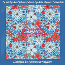Load image into Gallery viewer, Sketchy Daisies with Options including RWB by Rae Culver Seamless - 2-5 business days to ship - Order by 1/2 yard